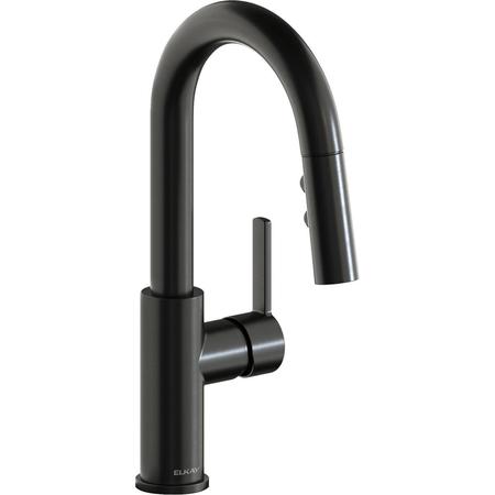 ELKAY Avado Single Hole Bar Faucet, Pull-down Spray, Black Stainless LKAV3032BK